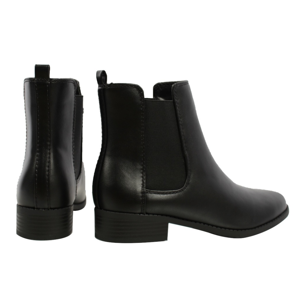 Black faux leather Chelsea Dress Short Boot - Picture 5 of 7